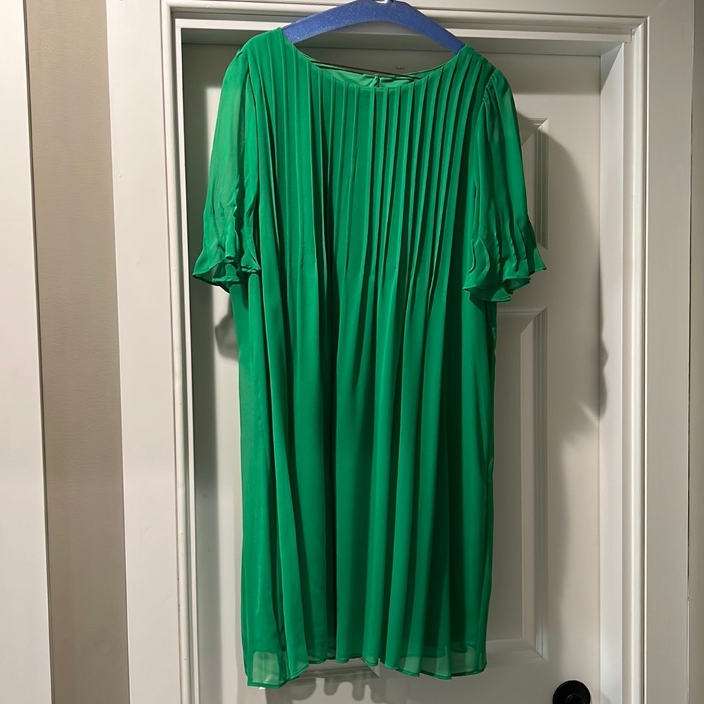 Dkny Pleated Shift Dress (Solid Green) - image 2